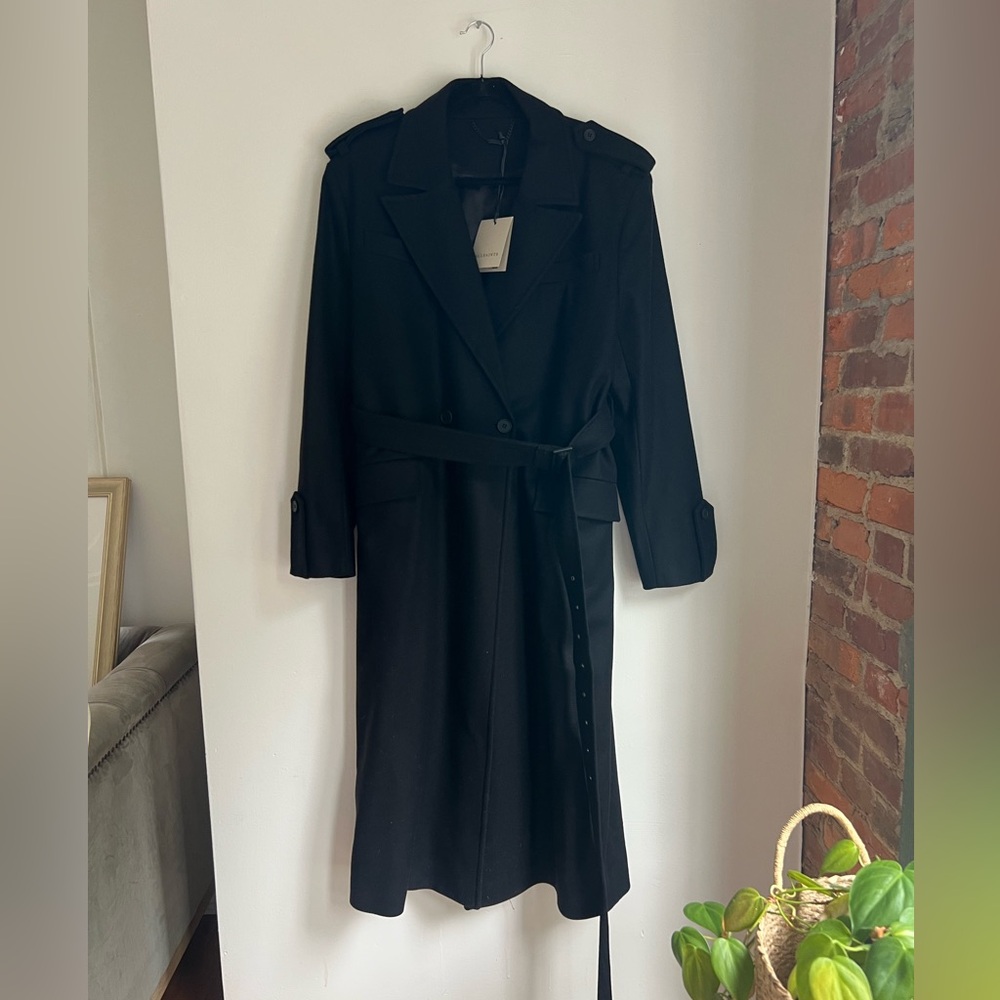 All Saints Black Italian Wool Winter Coat 8